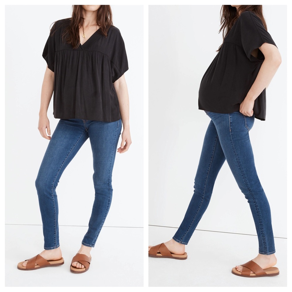 Madewell Maternity Over-the-Belly Elastic Panel Skinny Jeans in Coronet Wash